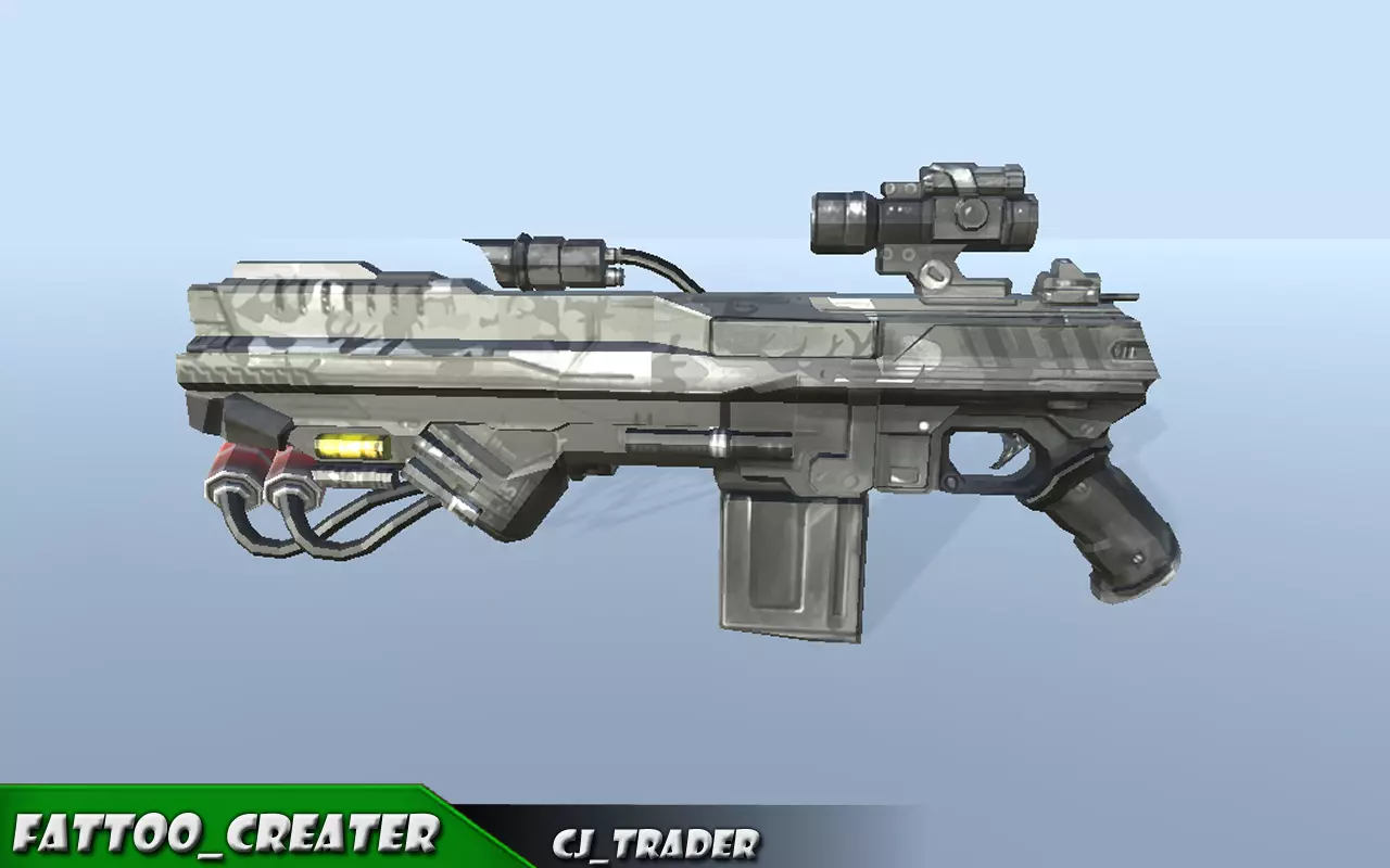 Modern Sci-Fi Space Gun 3D Model Low-poly 3D model_0