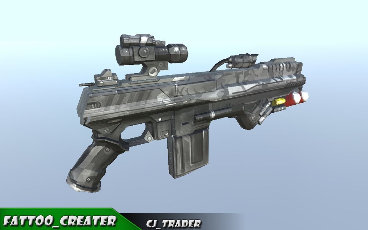 Modern Sci-Fi Space Gun 3D Model Low-poly 3D model_4