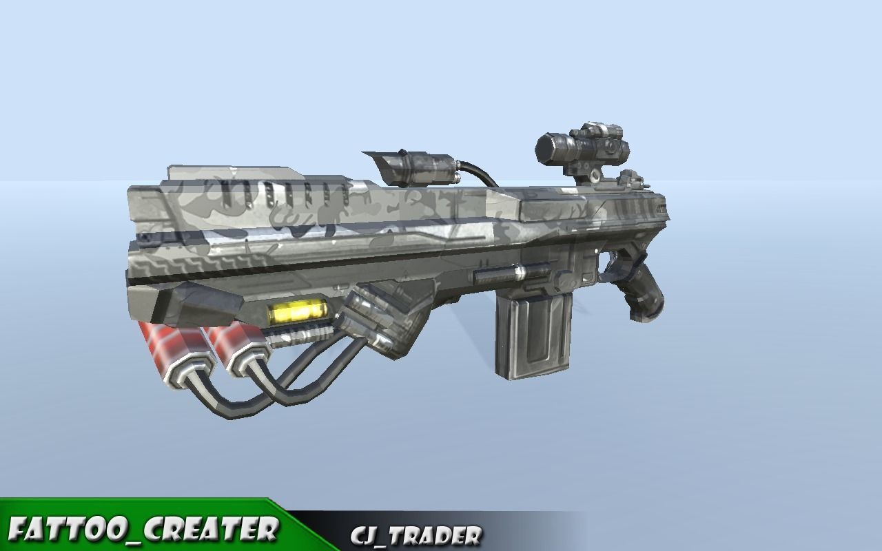 Modern Sci-Fi Space Gun 3D Model Low-poly 3D model_2