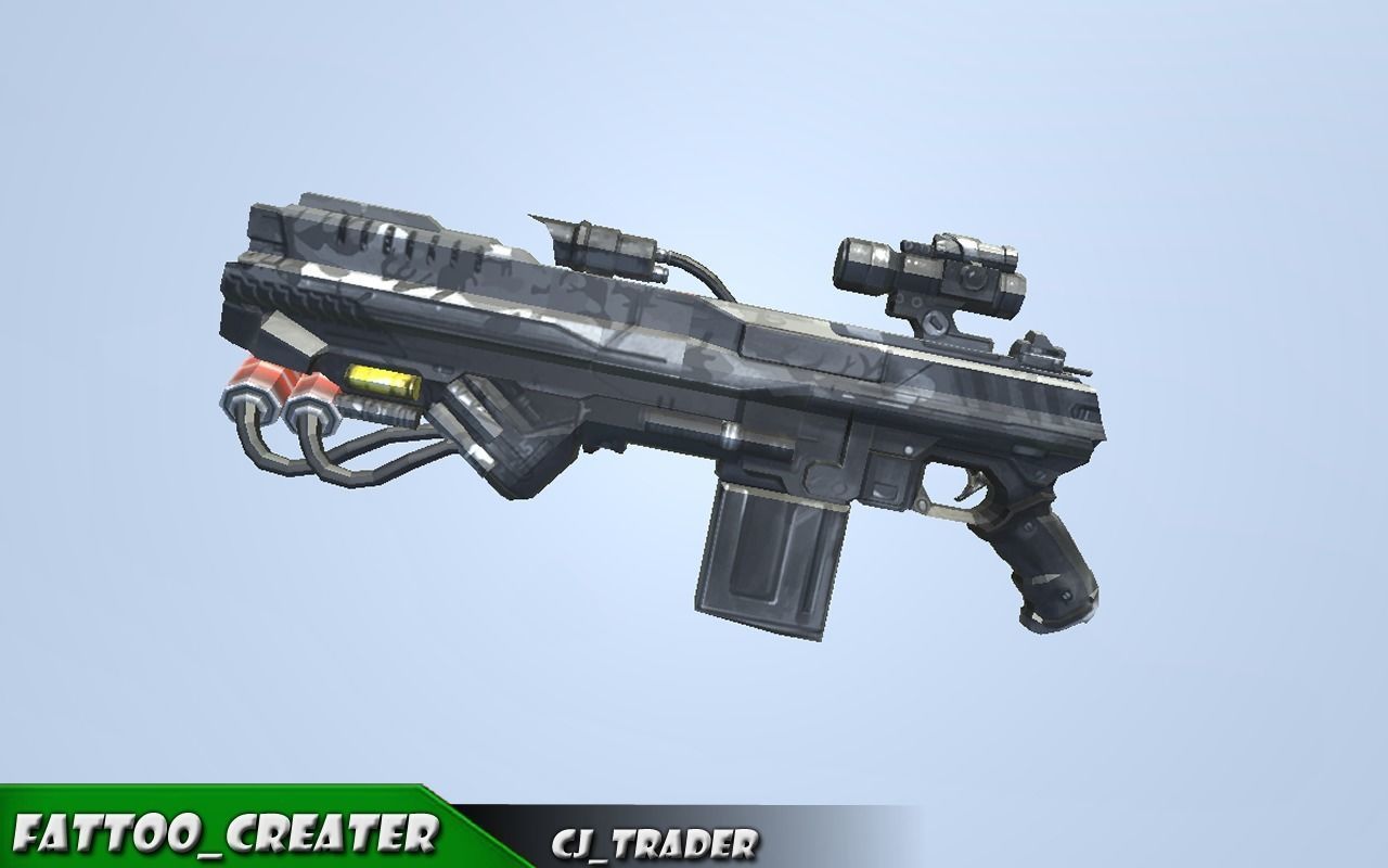 Modern Sci-Fi Space Gun 3D Model Low-poly 3D model_3