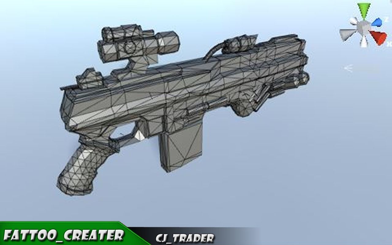 Modern Sci-Fi Space Gun 3D Model Low-poly 3D model_5