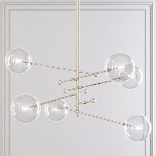 RH Glass Globe Mobile 6 ARM CHANDELIER 55 Nickel 3D model