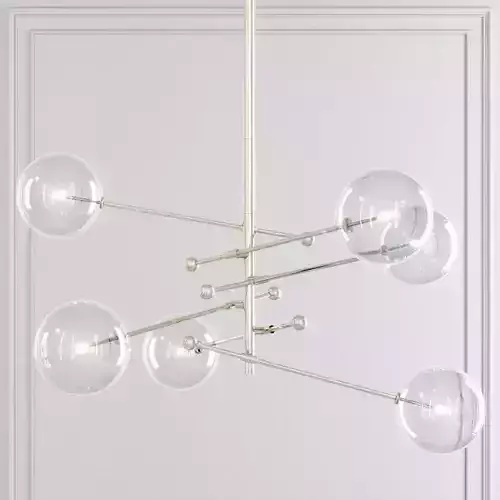 RH Glass Globe Mobile 6 ARM CHANDELIER 55 Nickel