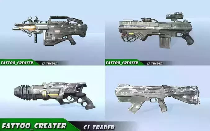 Modern Sci-Fi Weapons Space Gun Pack 3d model 3D Model Collection