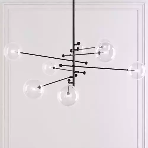 RH Glass Globe Mobile 8-ARM CHANDELIER 79 black