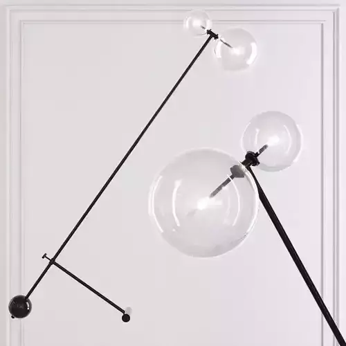RH Glass Globe Mobile BOOM FLOOR LAMP Black
