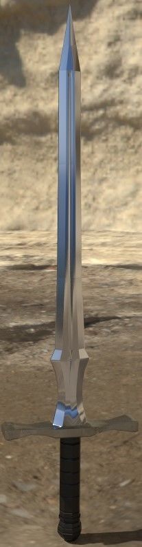 low poly sword in desert Low-poly 3D model_1