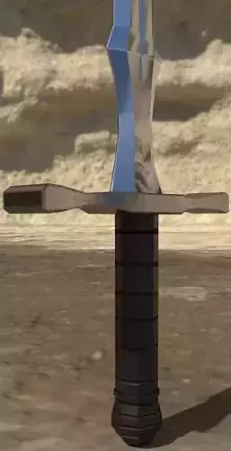 low poly sword in desert