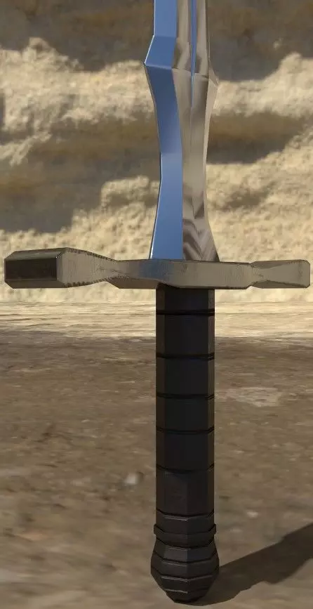 low poly sword in desert Low-poly 3D model_0