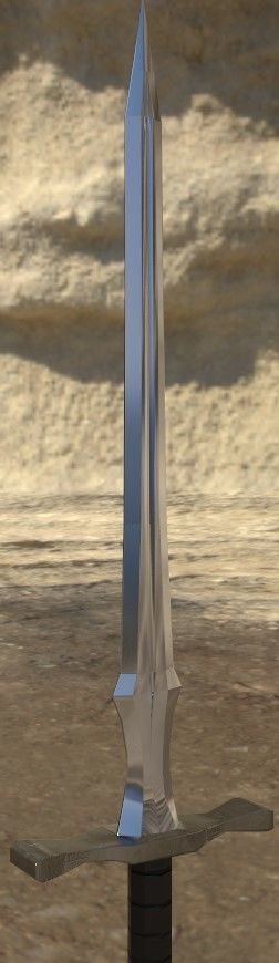low poly sword in desert Low-poly 3D model_2
