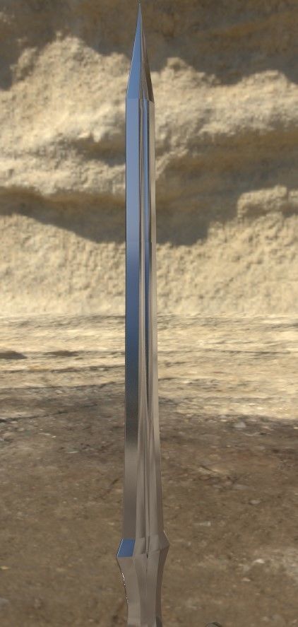 low poly sword in desert Low-poly 3D model_3