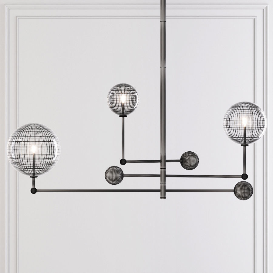 Restoration Hardware Glass Globe Mobile CHANDELIER 46 Black 3D model