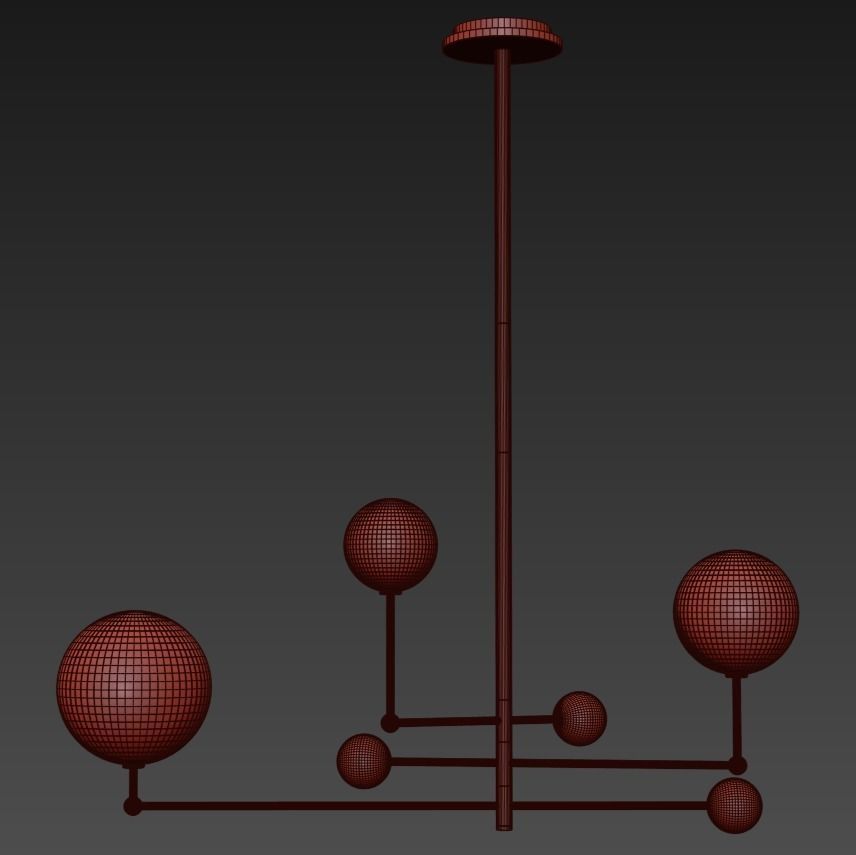 Restoration Hardware Glass Globe Mobile CHANDELIER 46 Brass 3D model