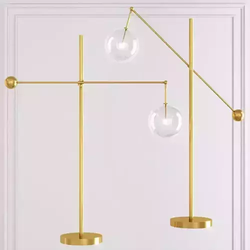 Restoration Hardware Glass Globe Mobile LEVER FLOOR LAMP Brass