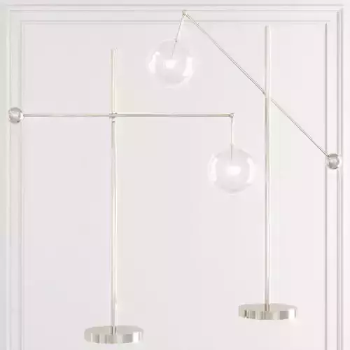 Restoration Hardware Glass Globe Mobile LEVER FLOOR LAMP Nickel 3D model