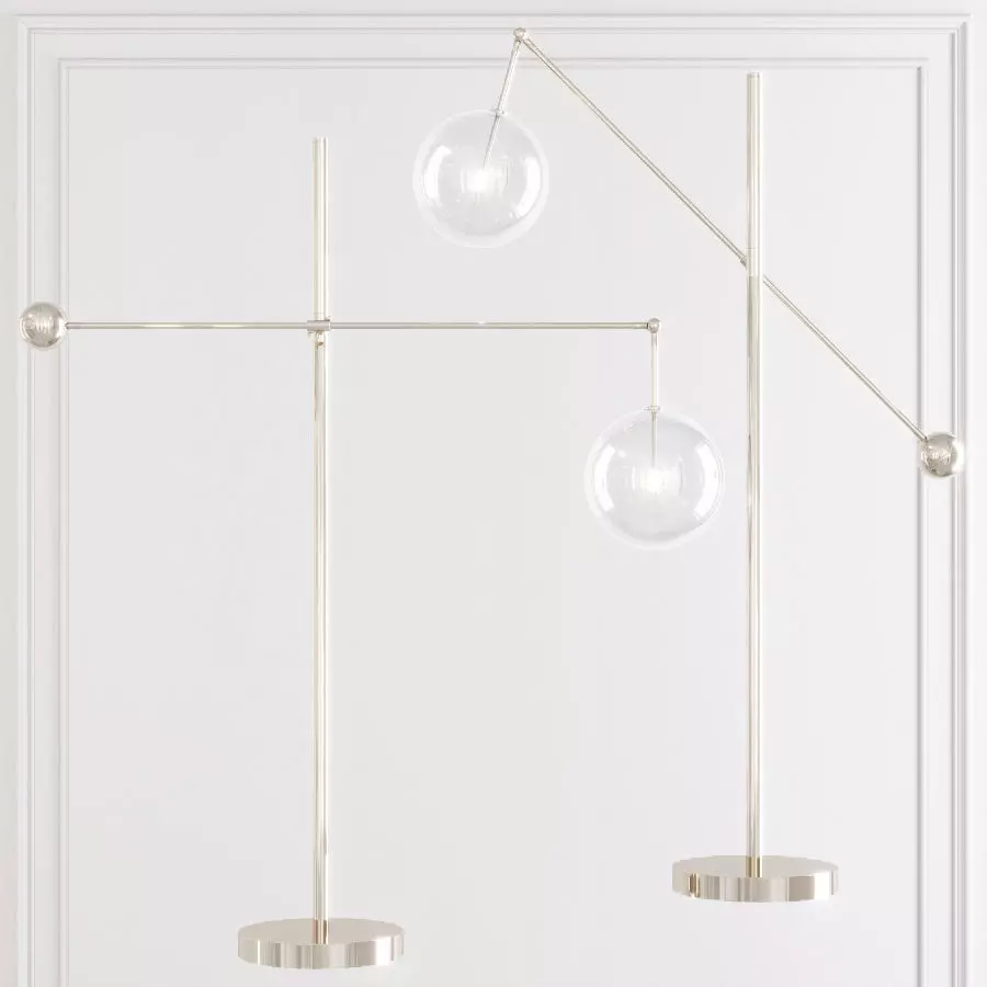 Restoration Hardware Glass Globe Mobile LEVER FLOOR LAMP Nickel 3D model_0