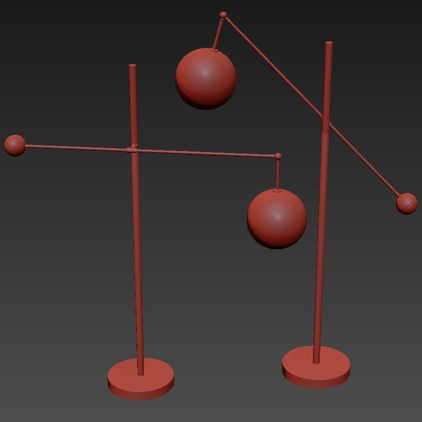 Restoration Hardware Glass Globe Mobile LEVER FLOOR LAMP Nickel 3D model_2