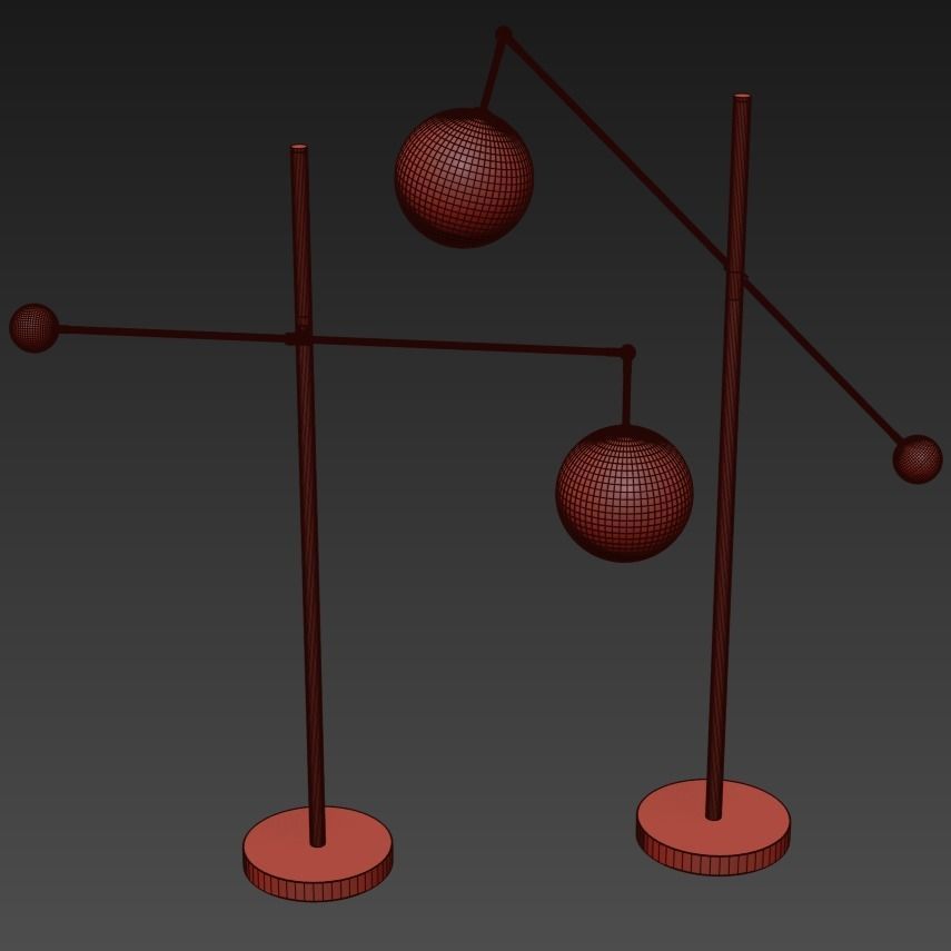 Restoration Hardware Glass Globe Mobile LEVER FLOOR LAMP Nickel 3D model_3