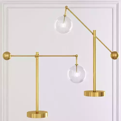 Restoration Hardware Glass Globe Mobile LEVER TABLE LAMP Brass 3D model
