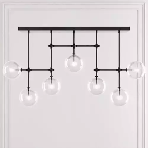 RH Glass Globe Mobile LINEAR CHANDELIER 60 Black 3D model