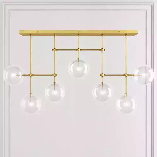 RH Glass Globe Mobile LINEAR CHANDELIER 72 Brass 3D model