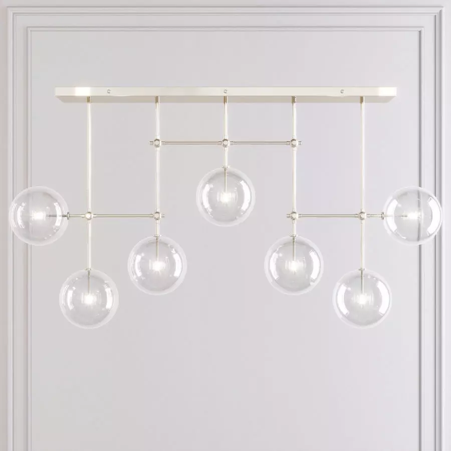 RH Glass Globe Mobile LINEAR CHANDELIER 72 Nickel 3D model_0