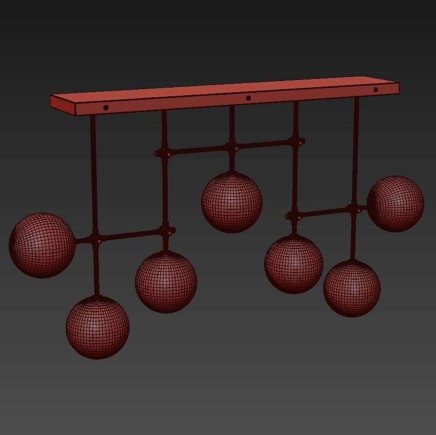 RH Glass Globe Mobile LINEAR CHANDELIER 72 Nickel 3D model_3