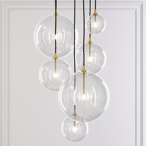 RH Glass Globe Mobile Pendant compilation Brass 3D model