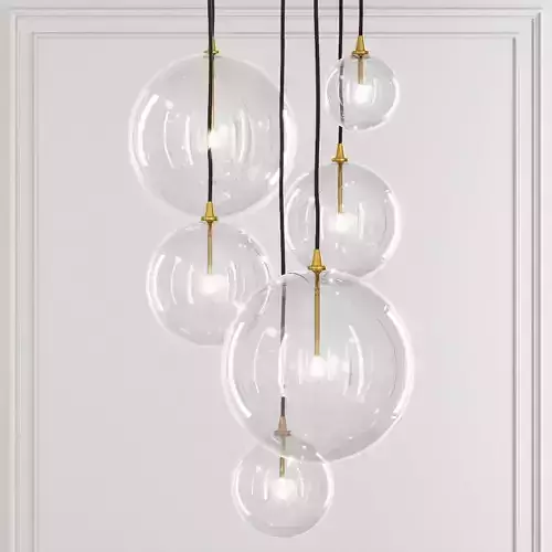 RH Glass Globe Mobile Pendant compilation Brass 3D model