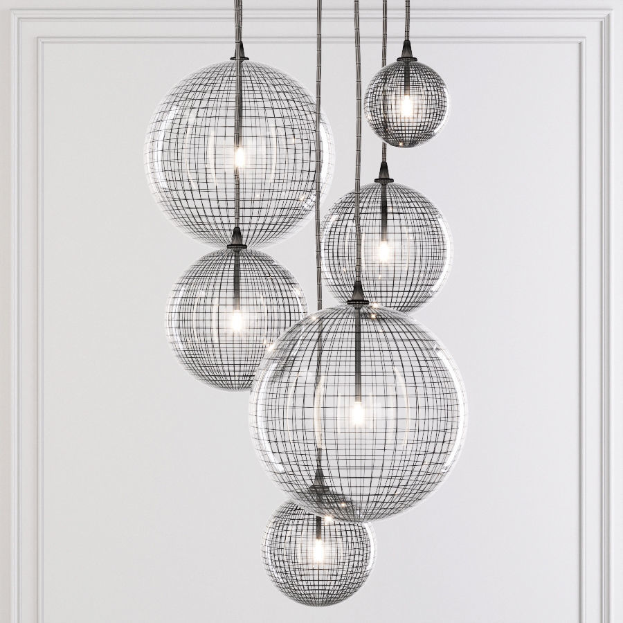 RH Glass Globe Mobile Pendant compilation Brass 3D model_1