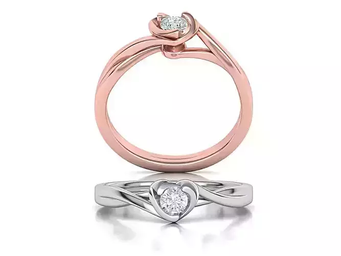 Brief Heart Confession Solitaire  Engagement ring 3dmodel 3D print model