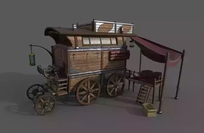 Carriage - 04 Low-poly 3D model
