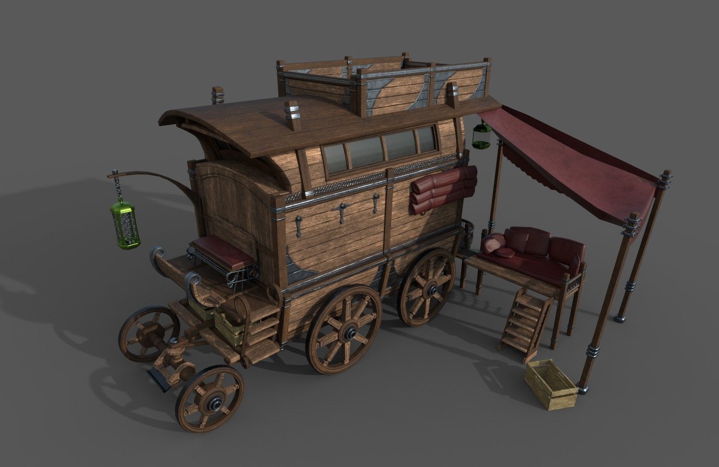 Carriage - 04 Low-poly 3D model_3