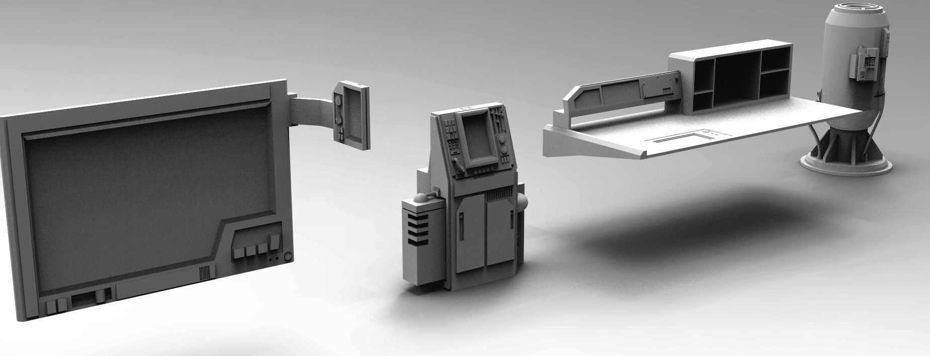Scifi computers kitbash 3D Model 3D model_3