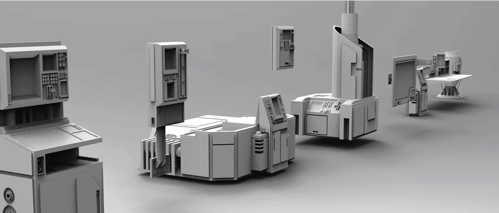 Scifi computers kitbash 3D Model 3D model_0