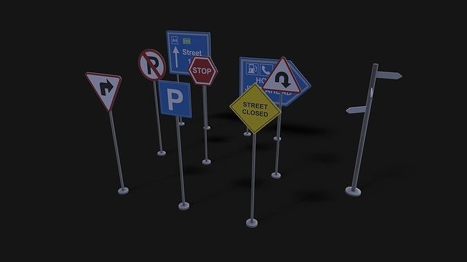 Street Signboard Pack Low-poly 3D model