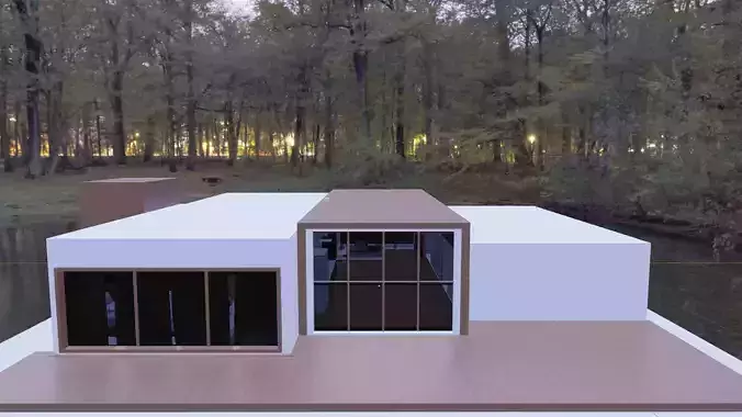 3D Minimalist House with half interior