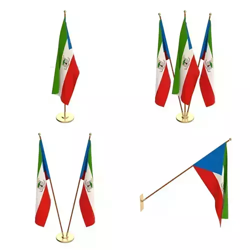 Equatorial Guinea Flag Pack 3D model