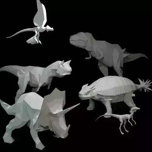 Low-Poly Dinosaurs dinosaur 3D Model Collection