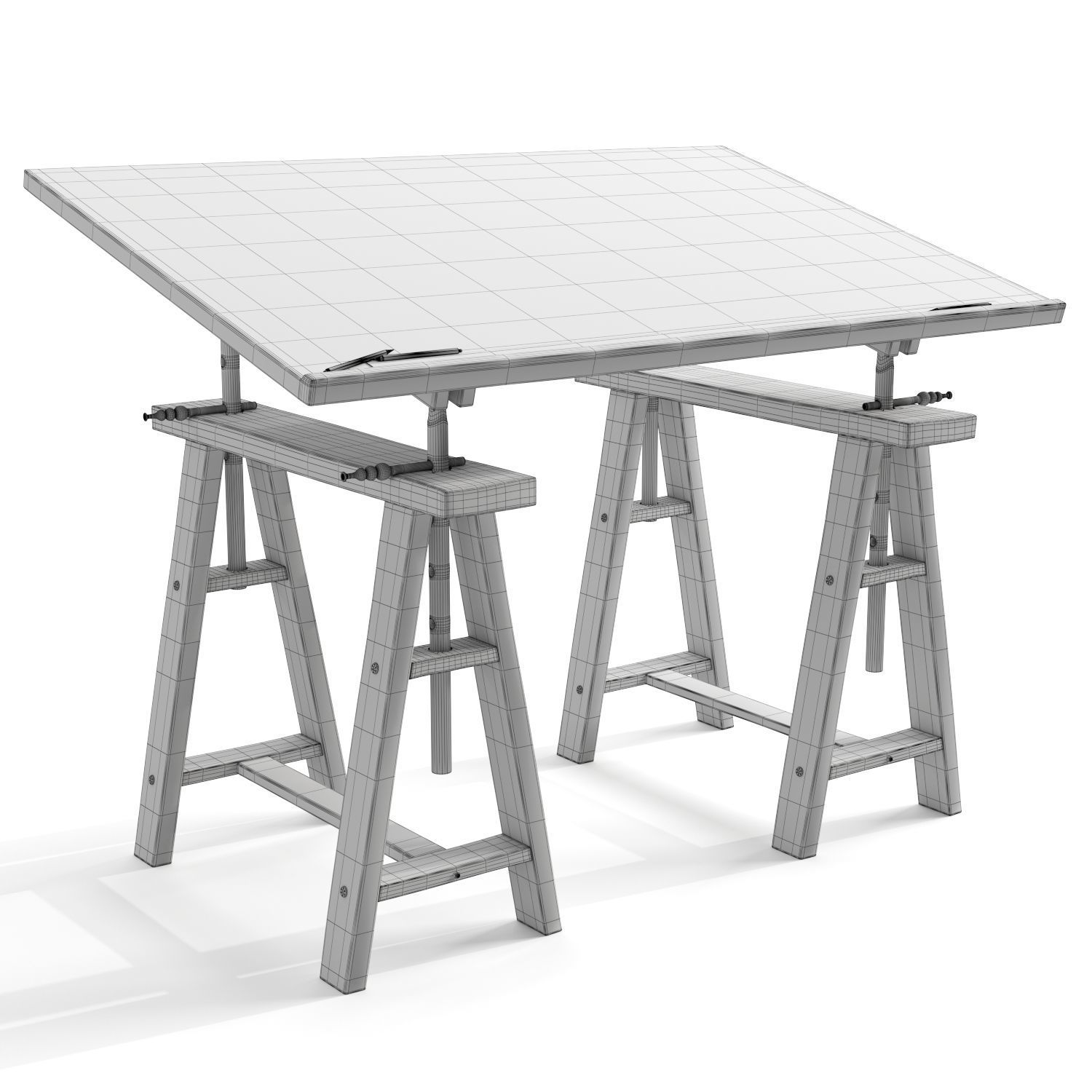 Old Drafting Table 3D model_1