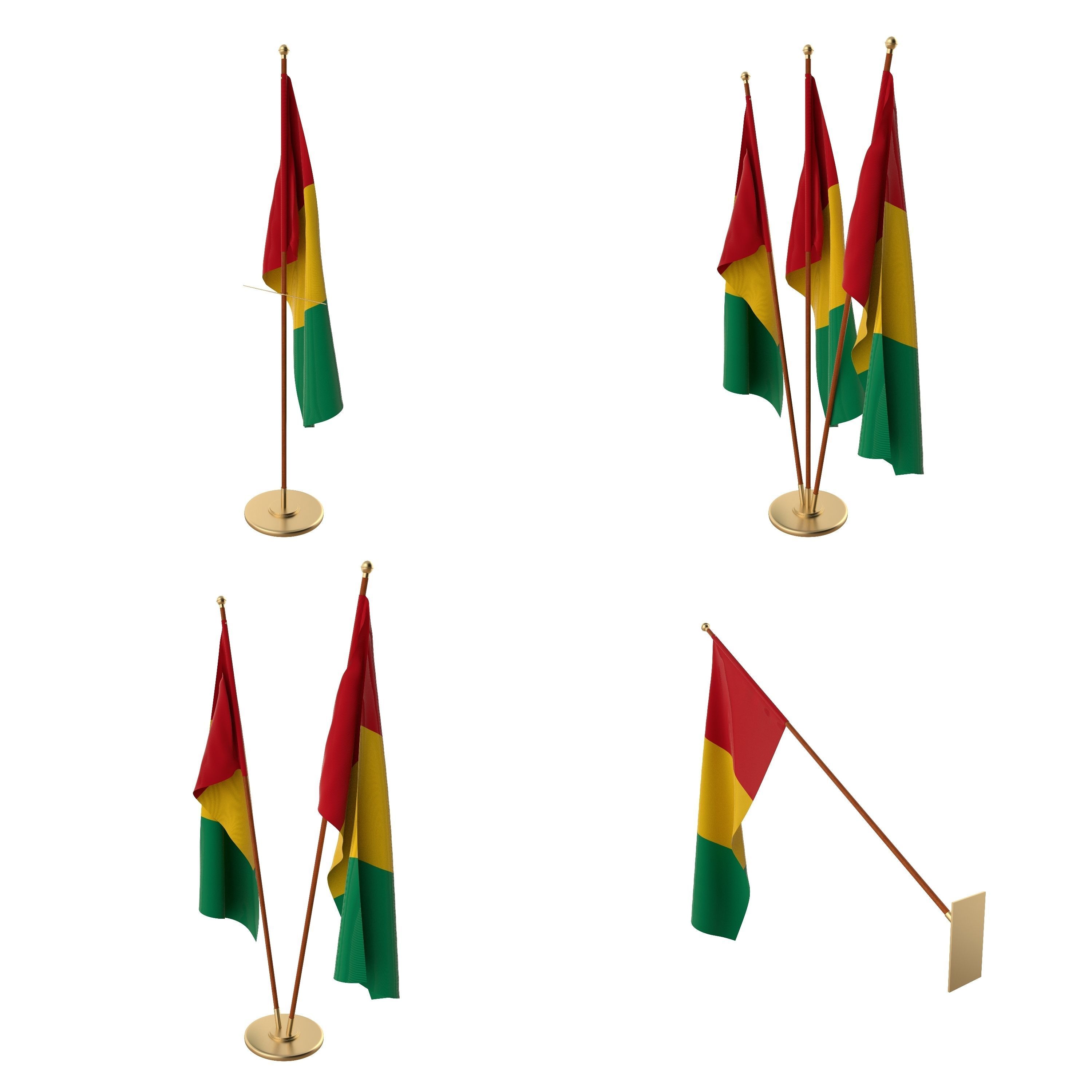 Guinea Flag Pack 3D model_1