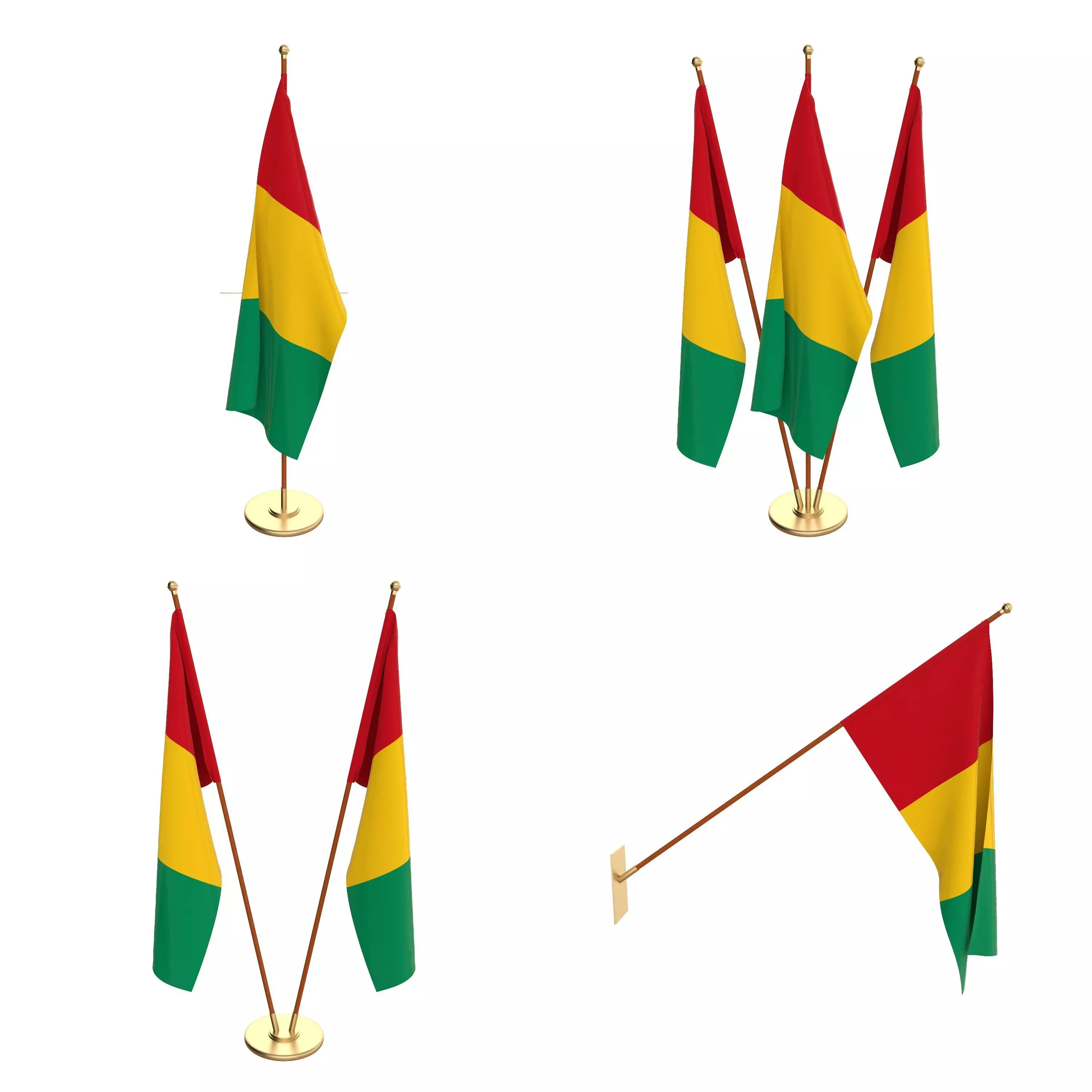 Guinea Flag Pack 3D model_0