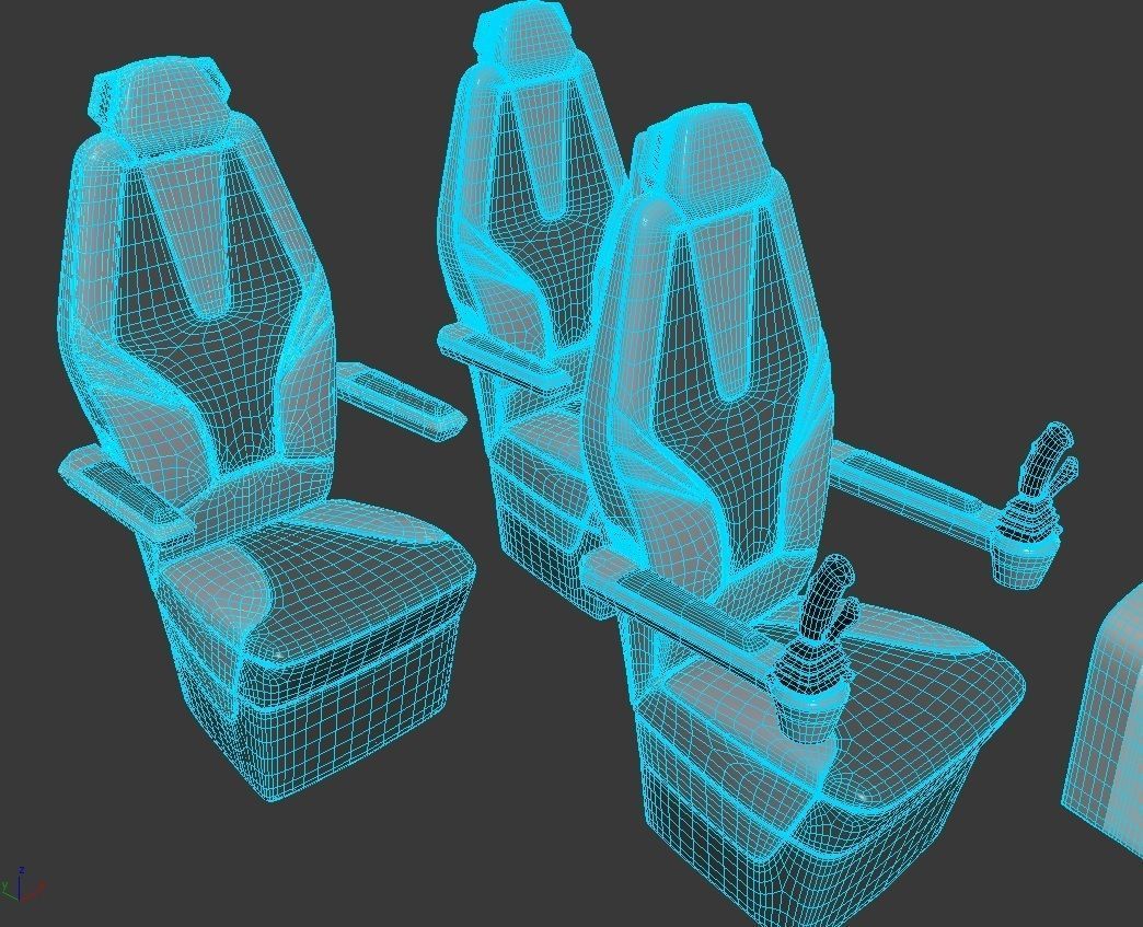 Sci-Fi Chair Set 3D model_1