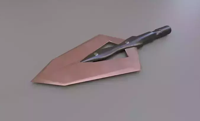 Arrowhead low-poly metal spear with handle