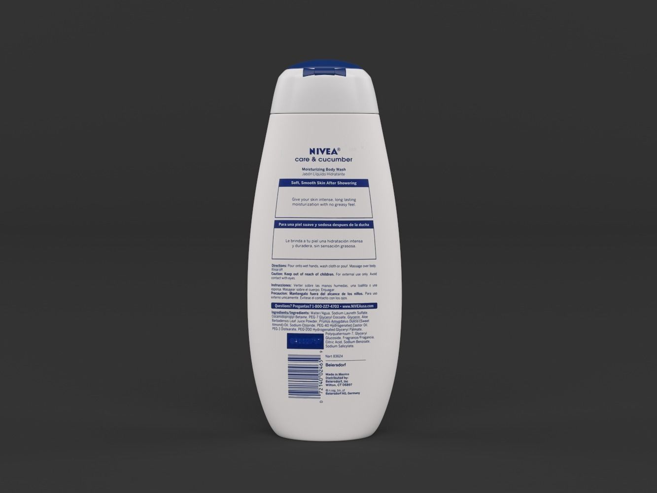 Nivea bottle of coconut body wash 3D model_2
