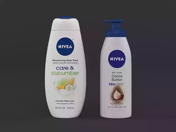 Nivea bottle of coconut body wash 3D model