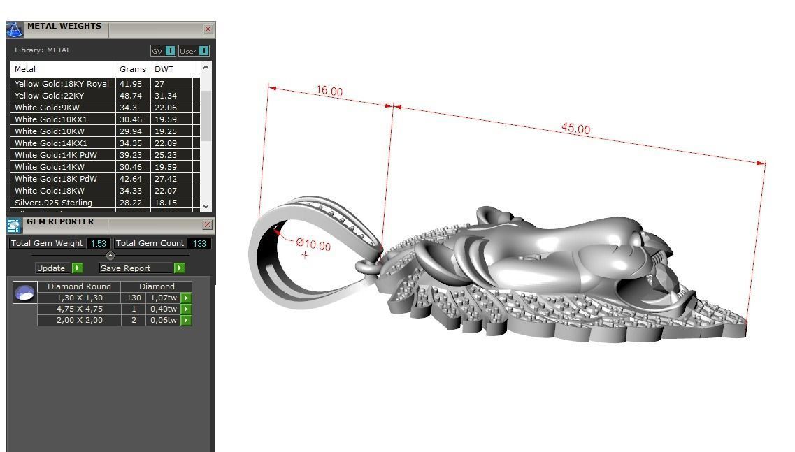 Lion pendant 3D print model_3