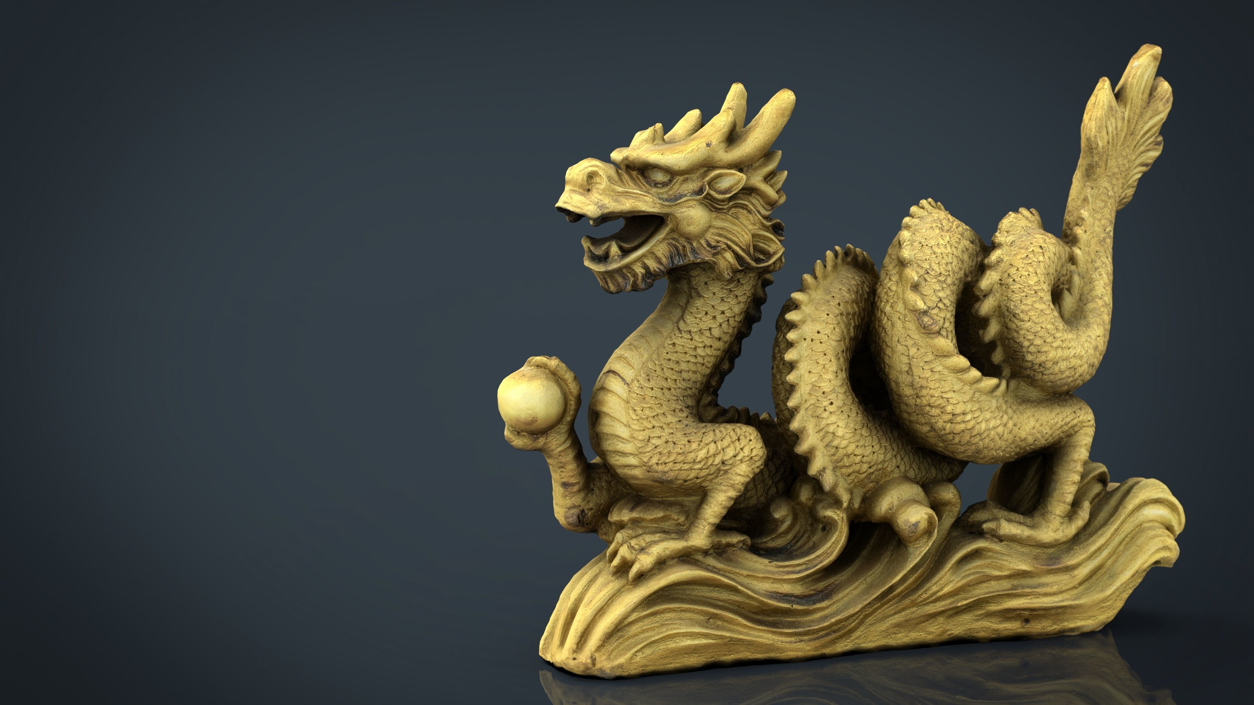Chinese dragon statue 2 Low-poly 3D model_12