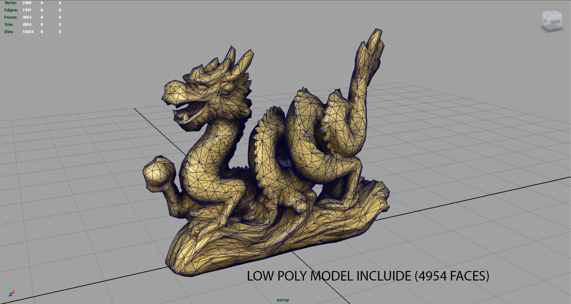 Chinese dragon statue 2 Low-poly 3D model_5
