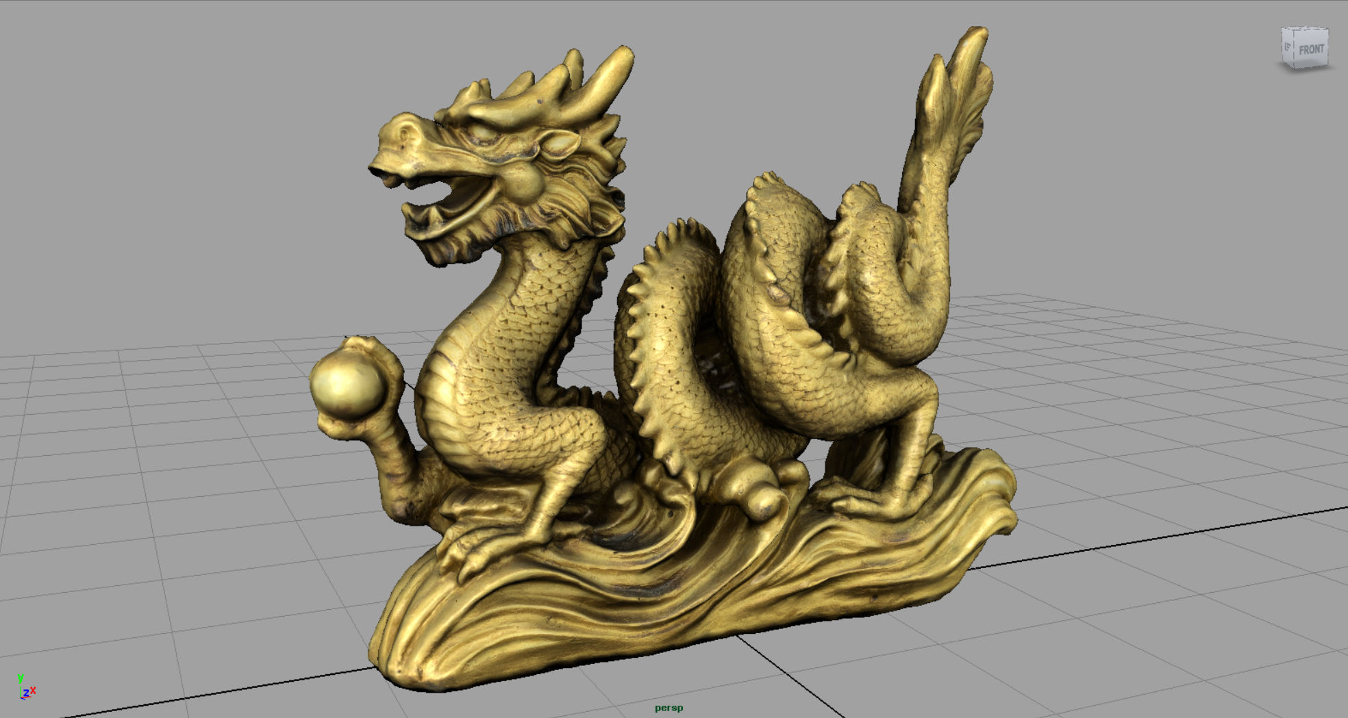 Chinese dragon statue 2 Low-poly 3D model_3